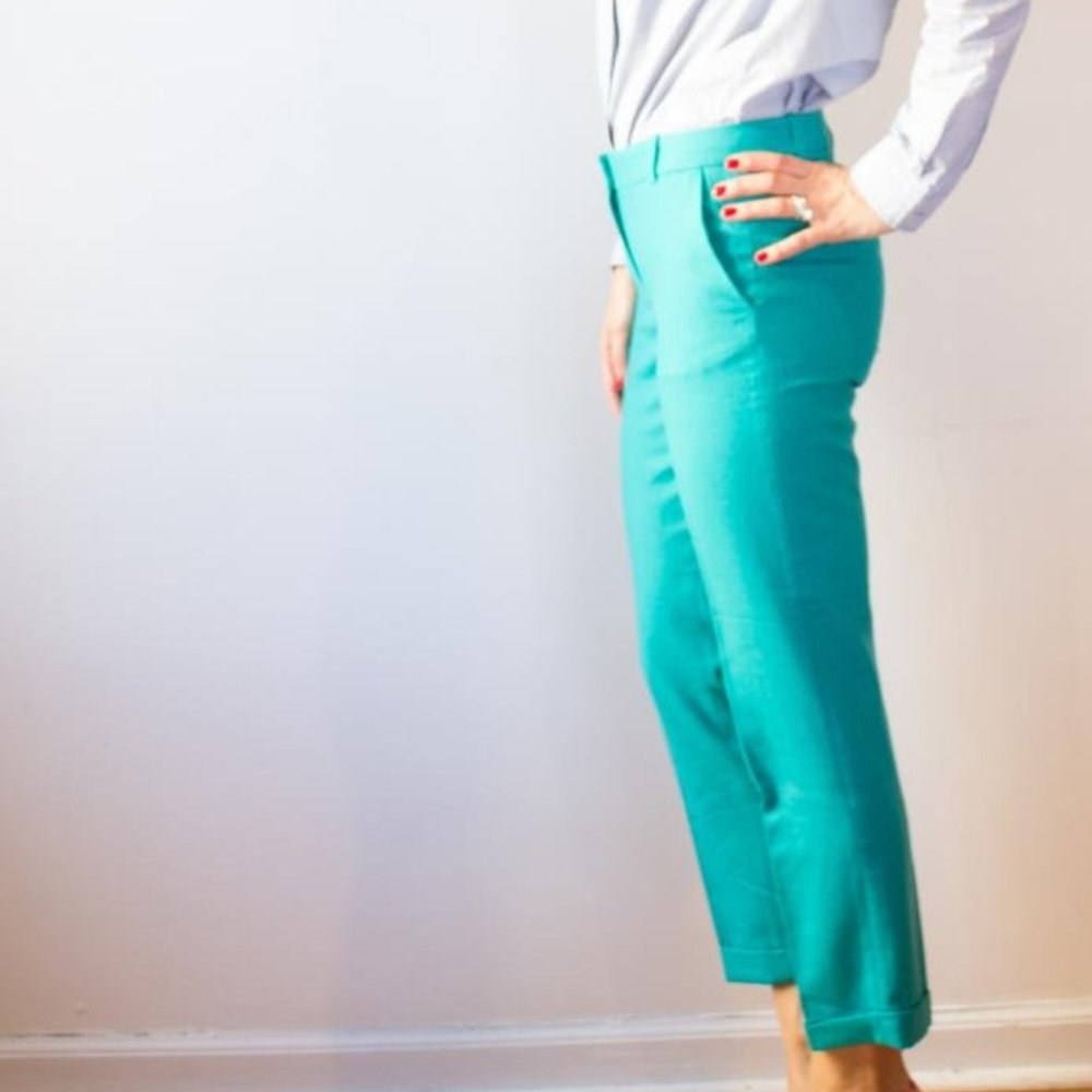 J.Crew Cafe Capri Pants Turquoise Style 49398 SZ 4